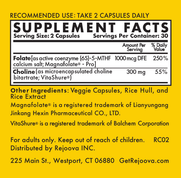Rejoova Core Fertility Supplement Facts
